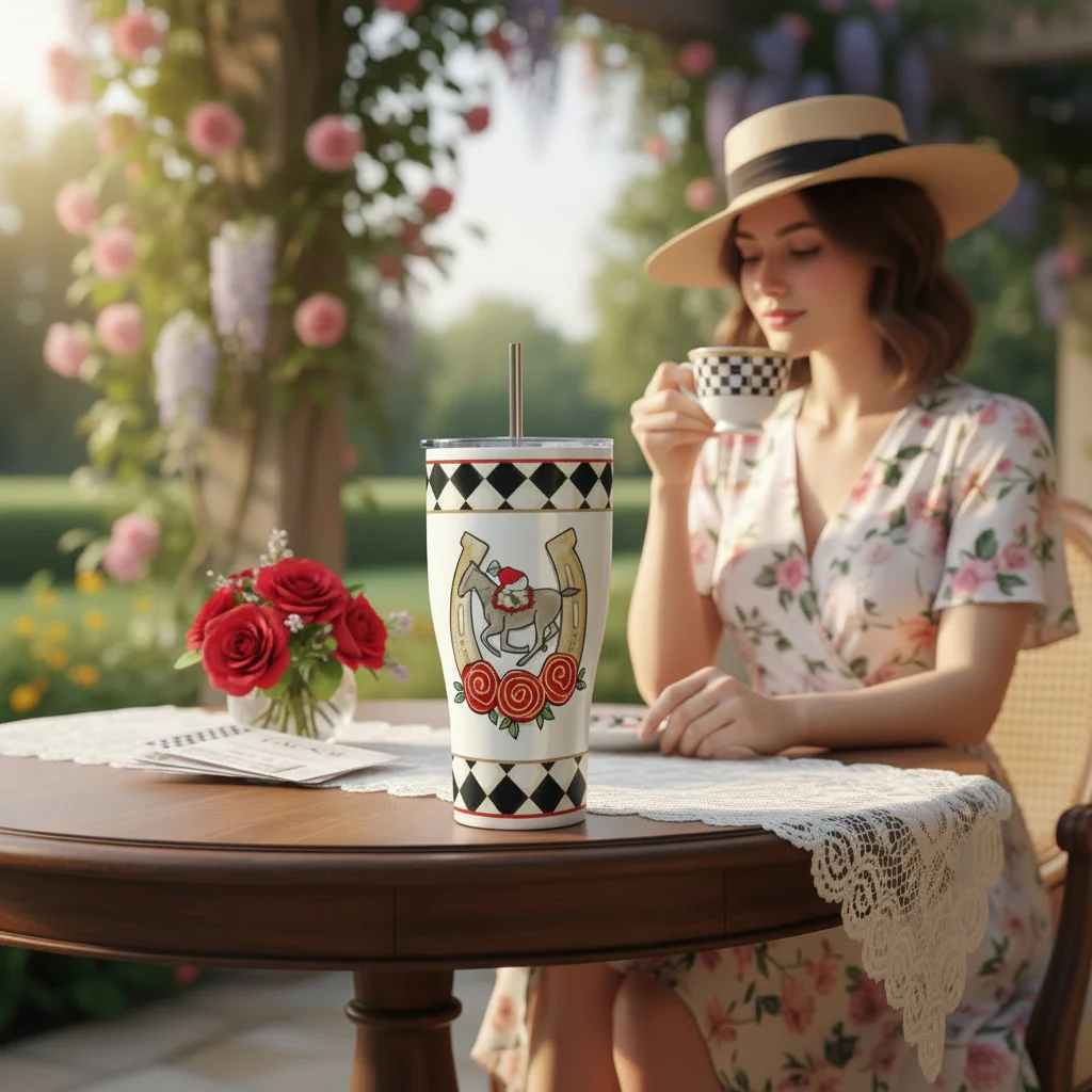 152nd Kentucky Derby Stainless Steel Tumbler with Straw and Lid | 30 oz. - Image 4