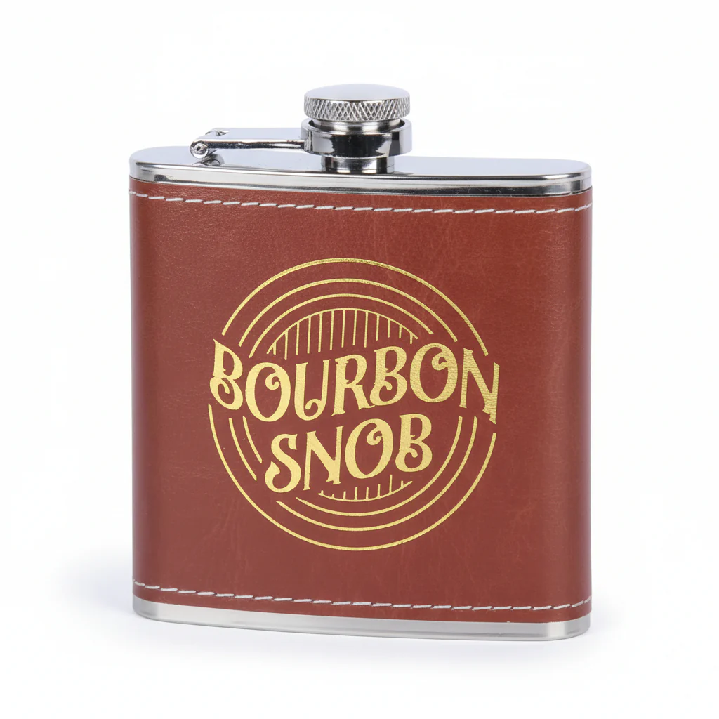 Bourbon Sayings Faux Leather Flask Collection | 6oz Stainless Steel - Image 4