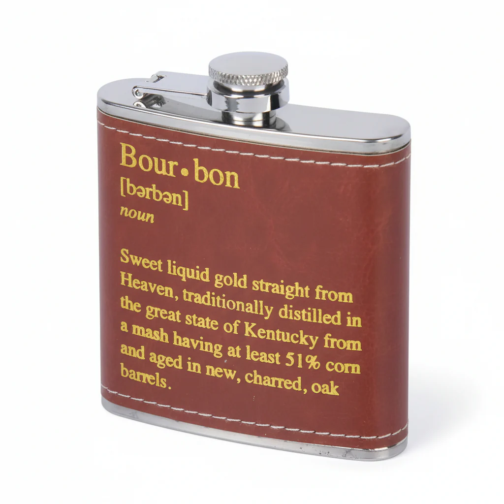Bourbon Sayings Faux Leather Flask Collection | 6oz Stainless Steel - Image 5