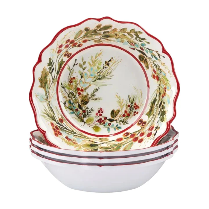 Christmas Gatherings Melamine Holiday Plates & Bowl – 11" Dinner, 9" Salad, 8.5" All-Purpose Bowl - Image 5