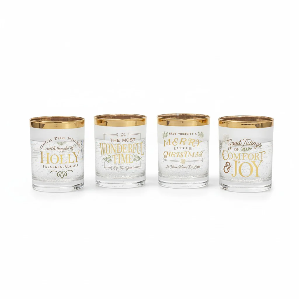 Christmas Gold Rim Glass – 4 Festive Designs