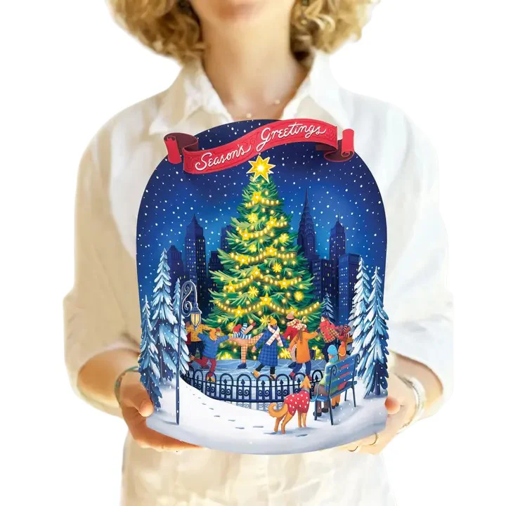 Christmas Skating Scene Pop-Up Card with Envelope & Notecard – 8 Scenes - Image 2