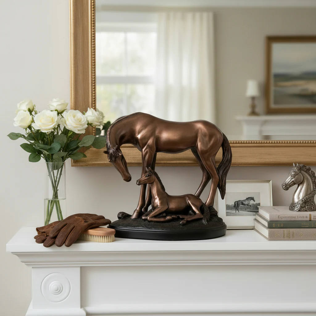Copper Mom & Baby Horse Sculpture | Available in Two Sizes - Image 2