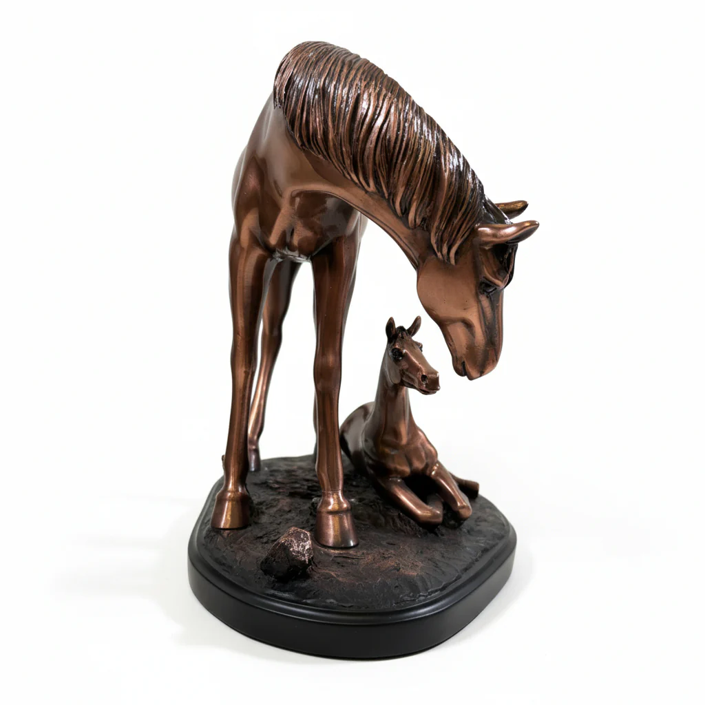 Copper Mom & Baby Horse Sculpture | Available in Two Sizes - Image 5