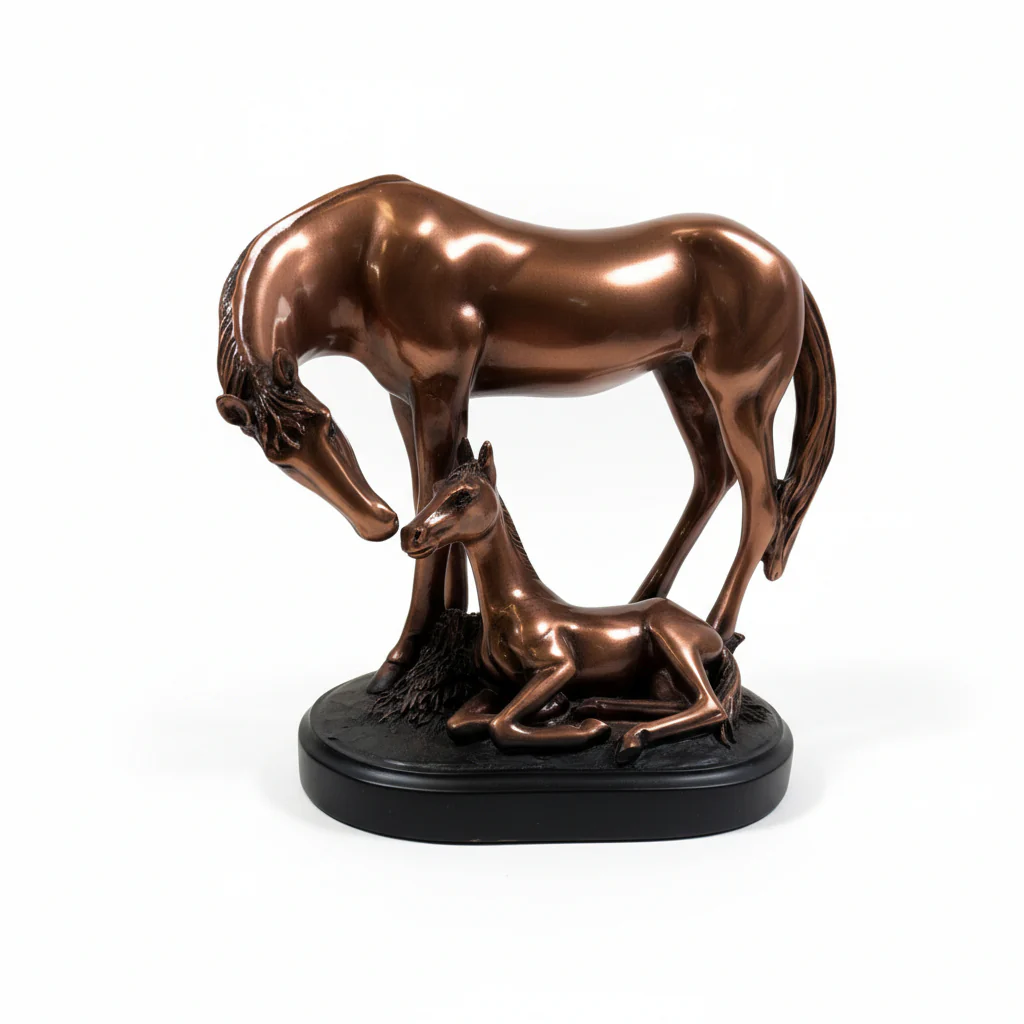 Copper Mom & Baby Horse Sculpture | Available in Two Sizes - Image 7