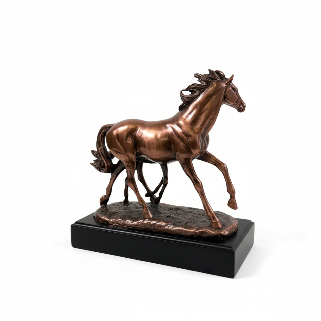 Copper Mom & Foal Running Sculpture | Dynamic Equestrian Decor - Image 5