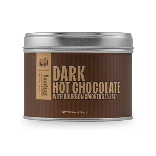 Dark Hot Chocolate with Bourbon Smoked Sea Salt – 8 oz Tin