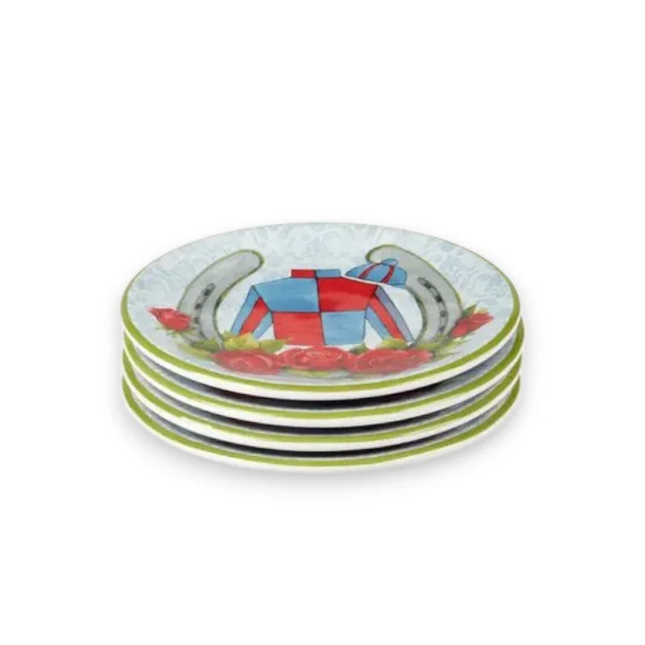 Day at the Races Canape Plates | 6-Inch Earthenware Appetizer Plates - Image 3