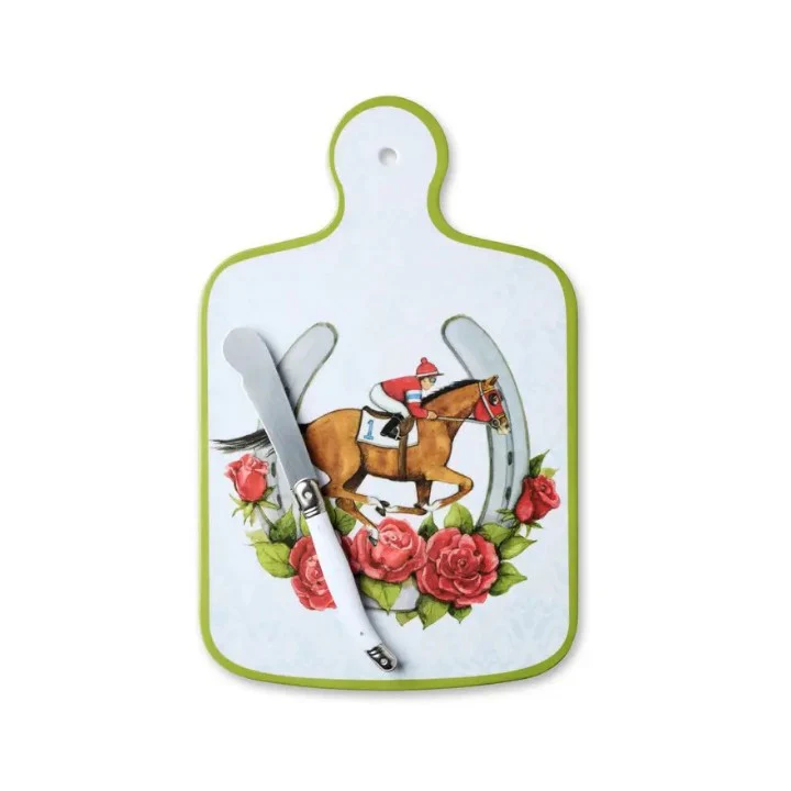 Day at the Races Cheese Board with Knife | Melamine Equestrian Serving Platter