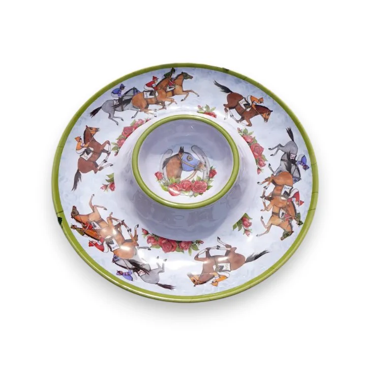 Day at the Races Melamine Chip & Dip Tray | 14.5-Inch Equestrian Platter