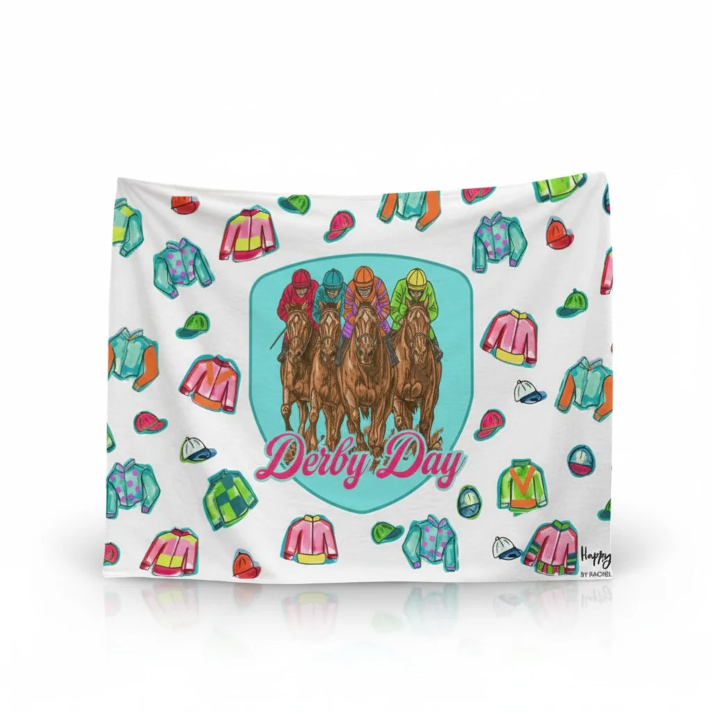 Derby Day Luxury Fleece Blanket - Equestrian Horse Racing Decor