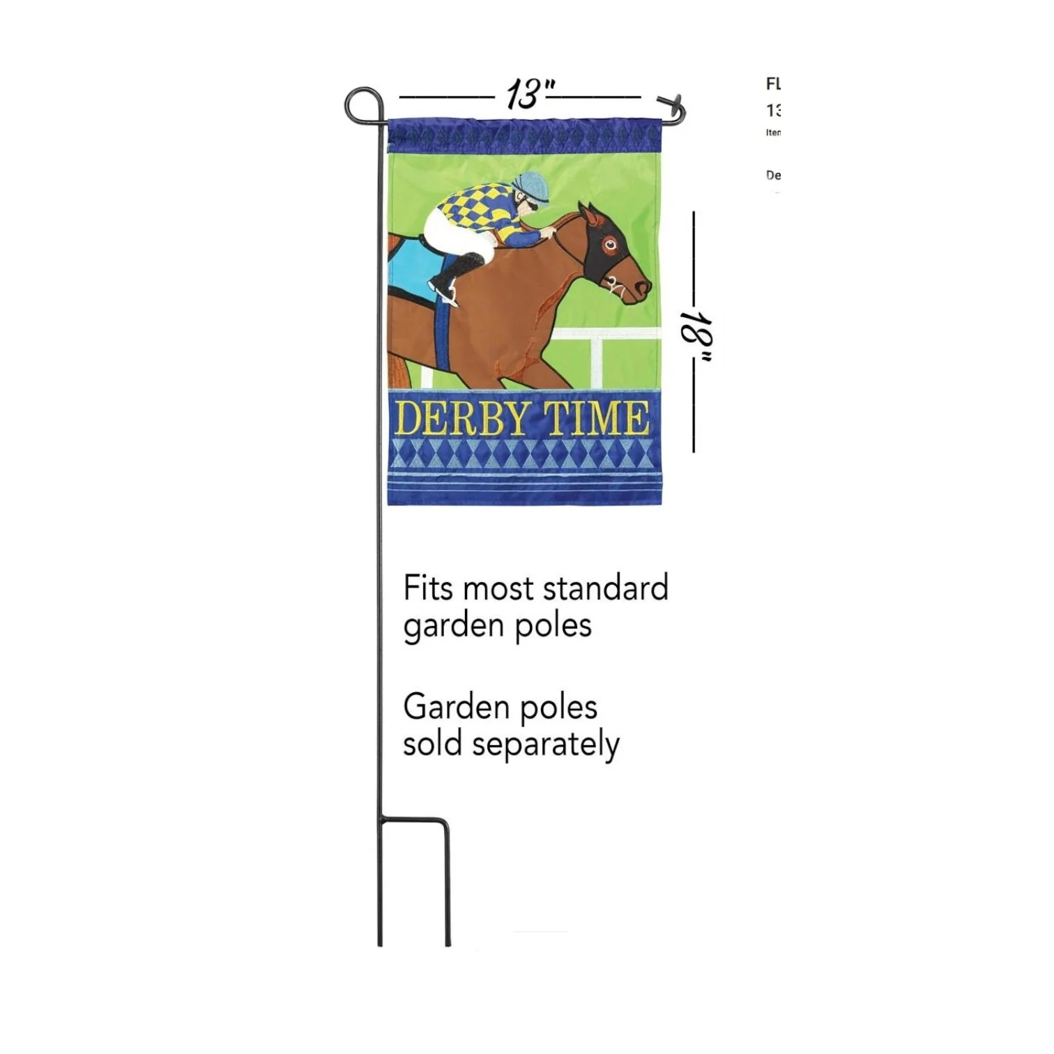Derby Time Jockey Silks Garden Flag | Double Applique 13x18 - Image 2