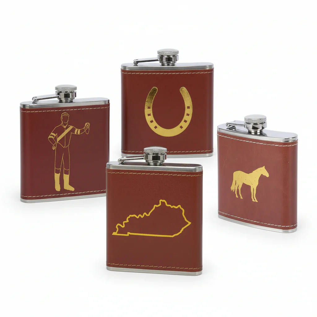 Faux Leather-Wrapped Flask Collection | Kentucky & Equestrian Designs