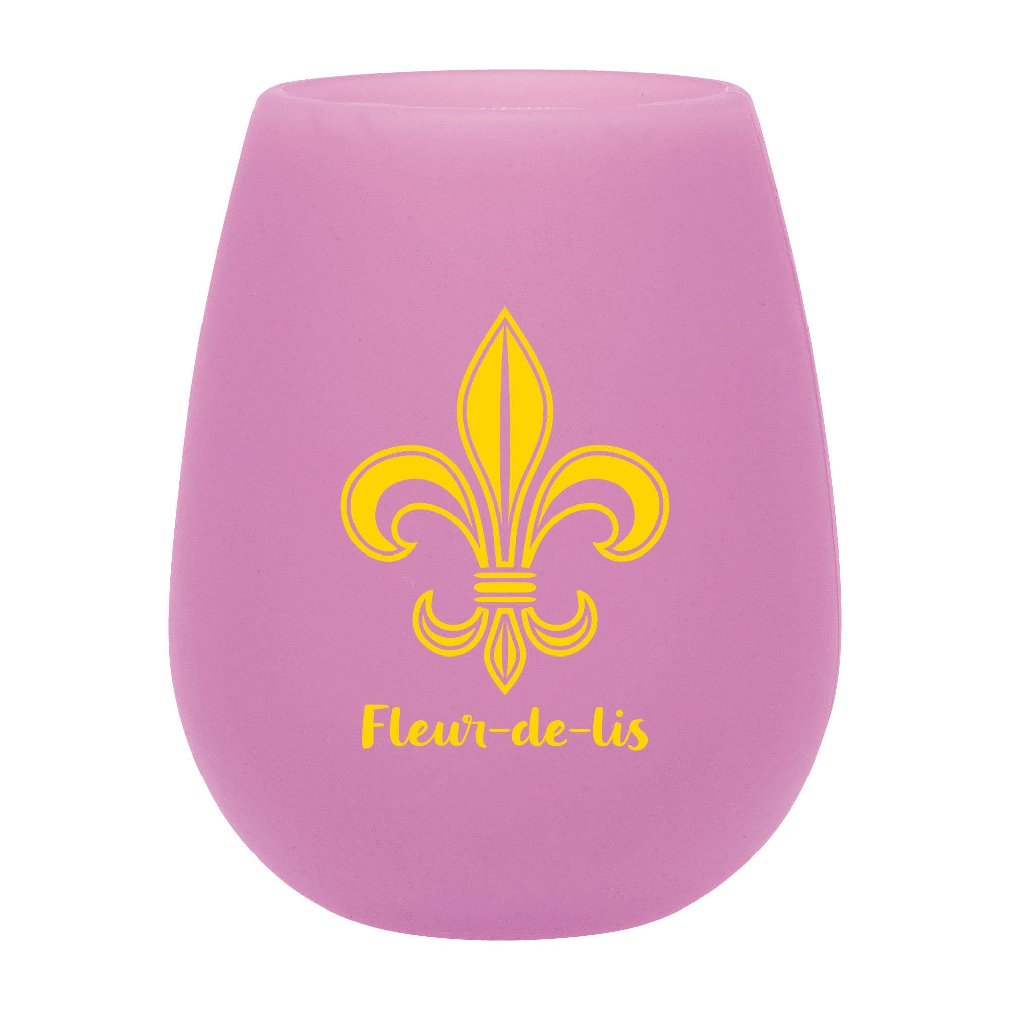 Fleur-de-lis 12 oz. Silicone Stemless Wine Glass
