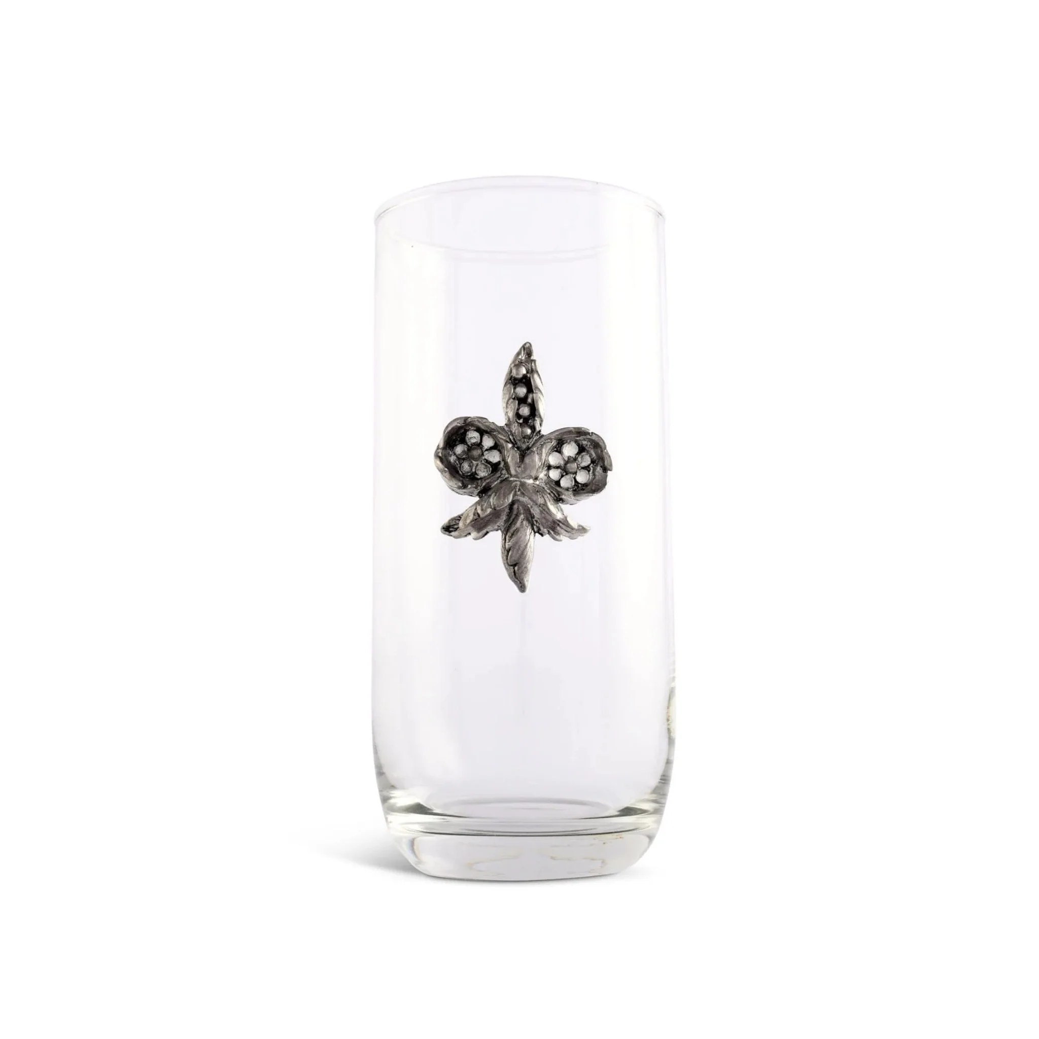 Fleur De Lis Iced Tea Glass | Luxury Pewter & Glass Barware