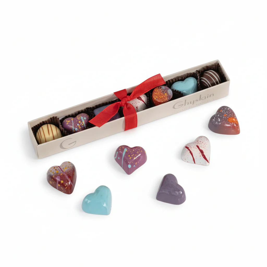 Ghyslain Valentine Sleeve | Hand-Painted Gourmet Chocolate Assortment (7-Piece Gift Box) - Image 3