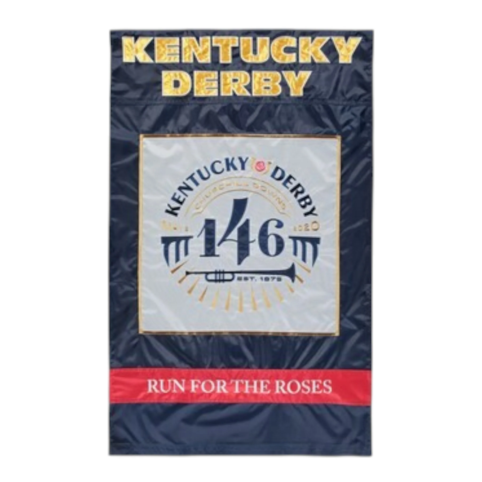 Kentucky Derby 146 “Run for the Roses” 2-Sided Nylon Applique Flag – Indoor/Outdoor, 45" x 28"