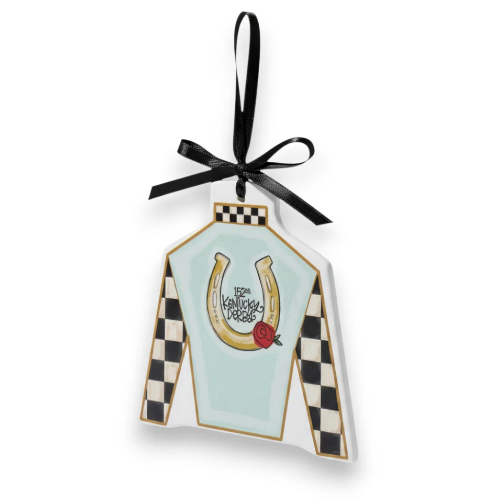 Kentucky Derby Ceramic Jockey Silk Ornament | 5" x 5" - Image 3