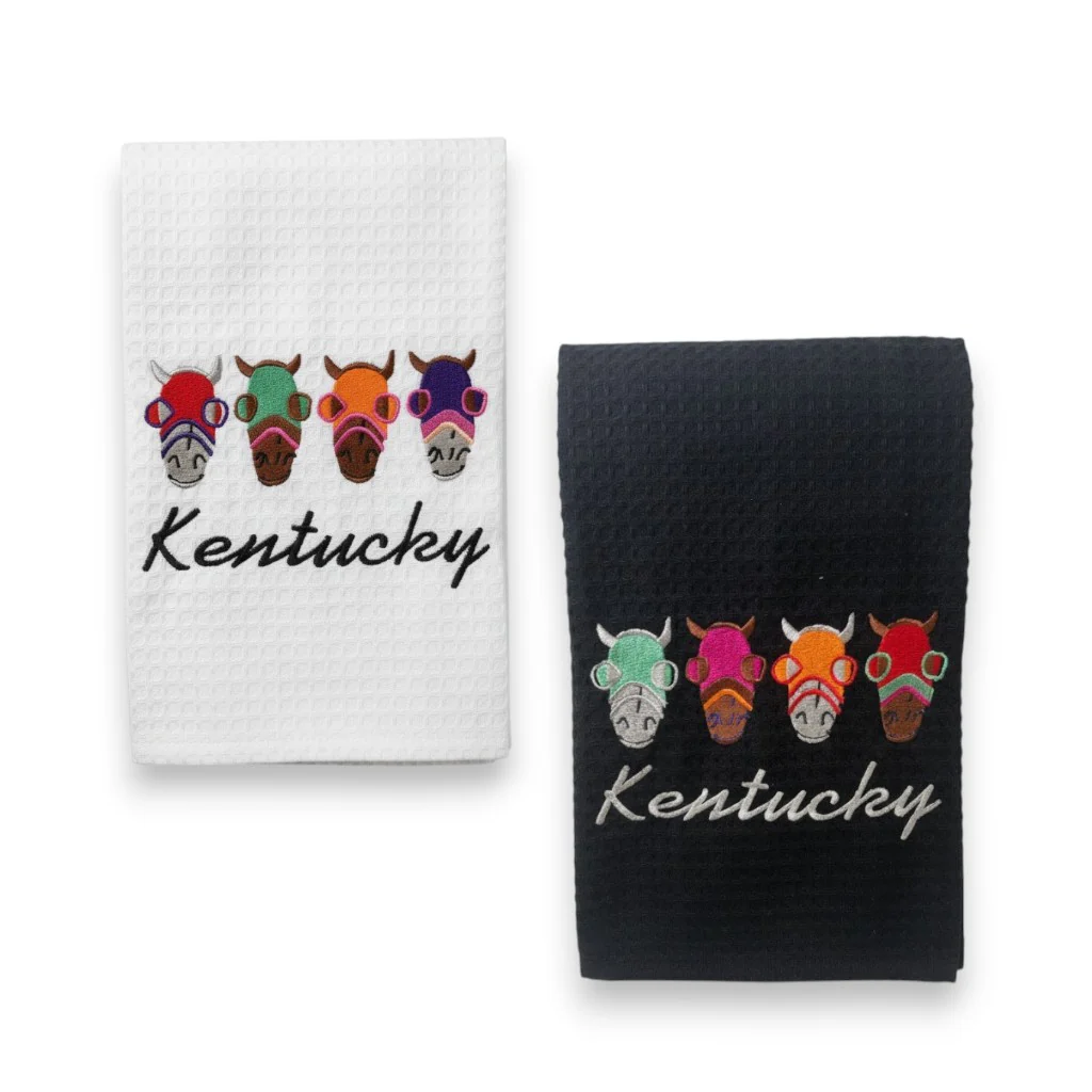 Kentucky Derby Embroidered Horse Head Tea Towel
