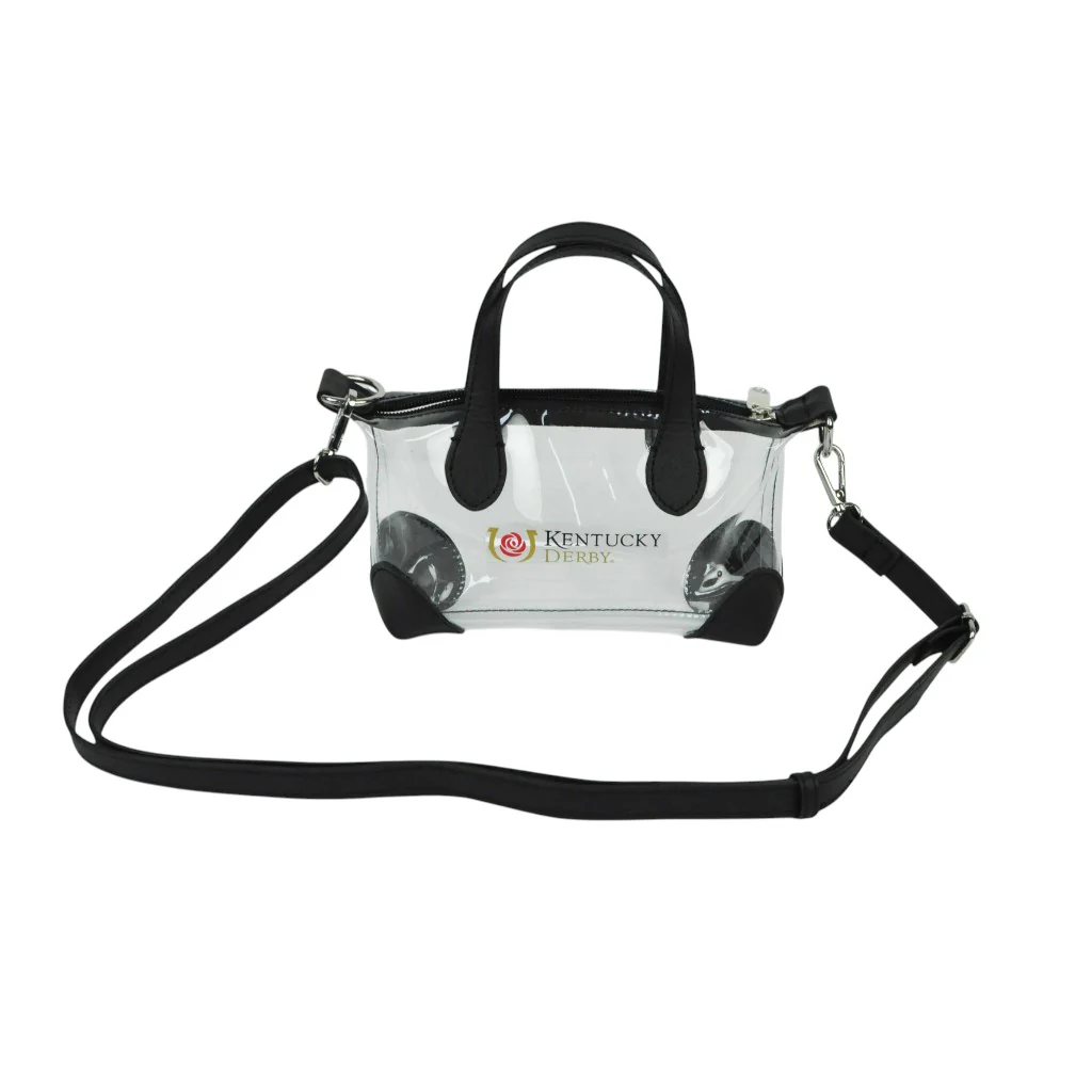 Kentucky Derby Iconic Logo Clear PVC Purse | Faux Leather Accents & Adjustable Strap