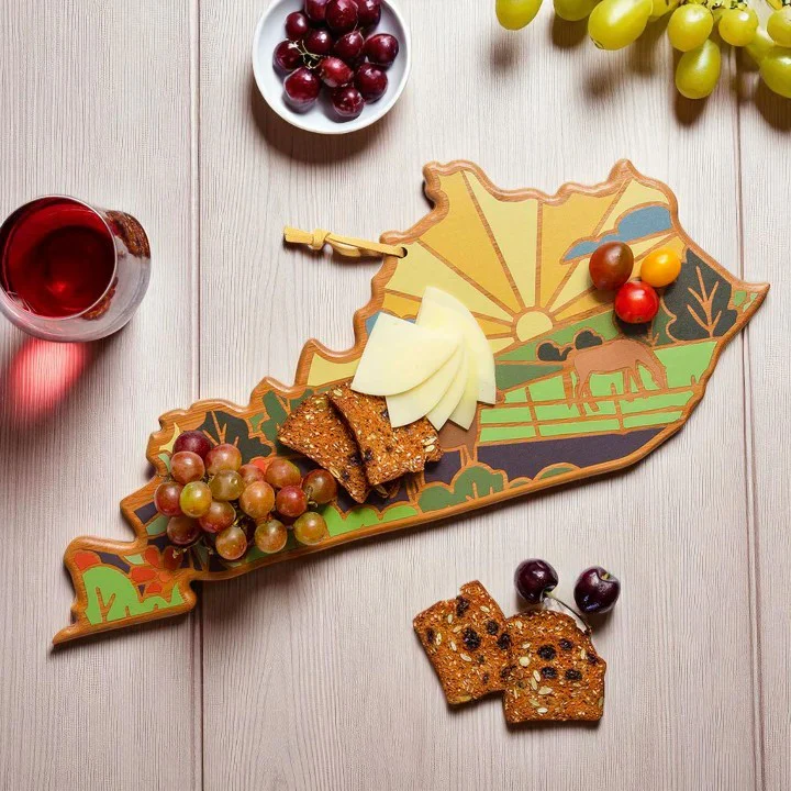 Kentucky-Inspired Bamboo Serving & Cutting Board – Multi-Purpose State-Shaped Charcuterie & Prep Board