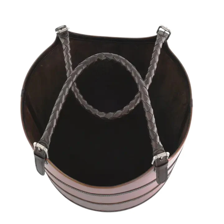 Leather Bit Magazine Basket – Handcrafted Real Leather with Pewter Equestrian Bit - Image 3