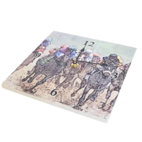 Marble Horse Racing Clock – Kentucky Derby Wall Decor - Image 2