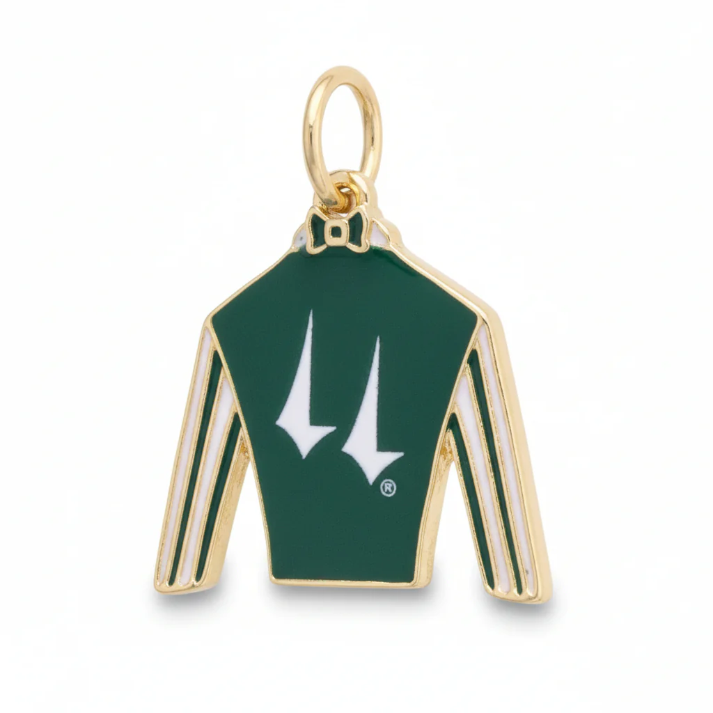 Official Churchill Downs Jockey Silk Enamel Charm | Green & White