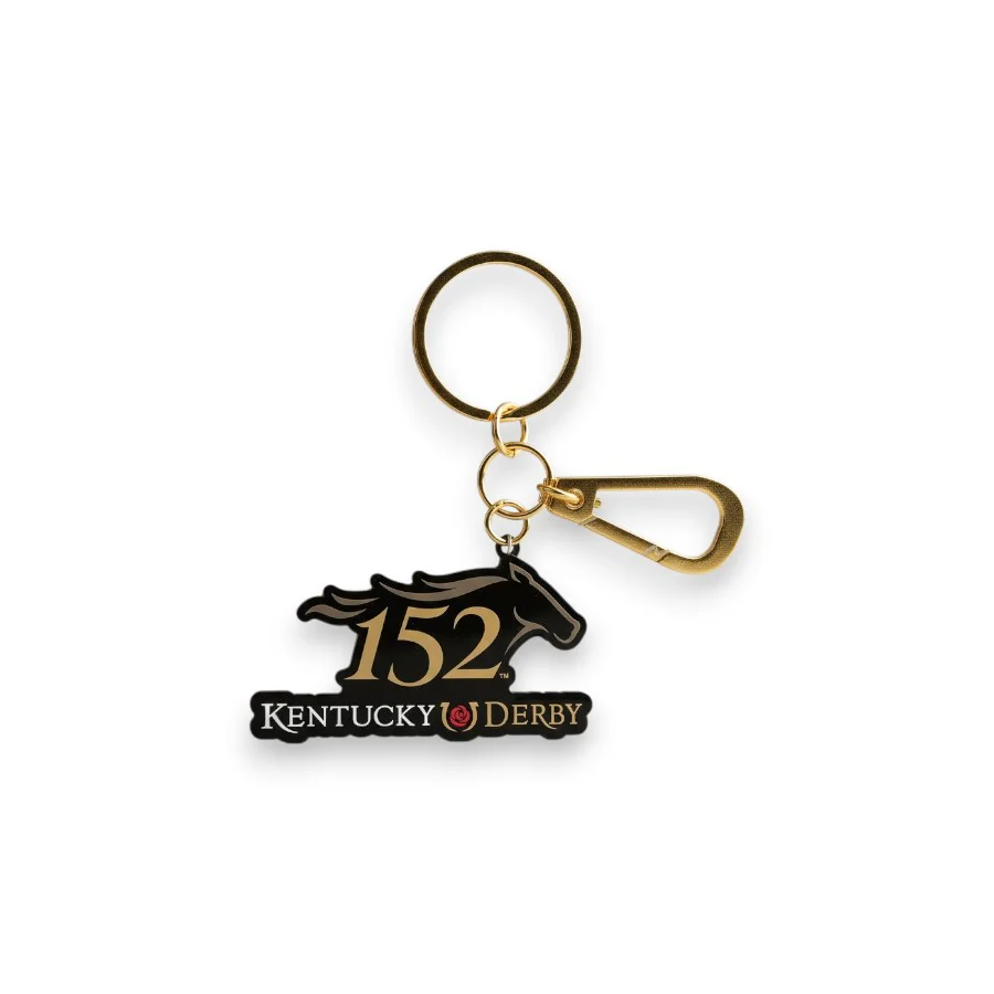 Official Kentucky Derby 152 Gold Metal Keychain with Carabiner Clip