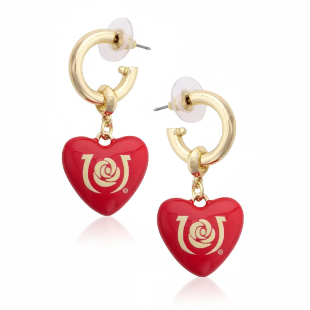 Official Kentucky Derby Enamel Heart Drop Hoop Earrings | Red