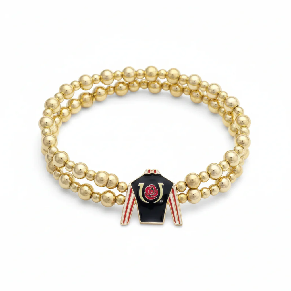Official Kentucky Derby Jockey Silk 2 Row Ball Bead Bracelet | "Run for the Roses"