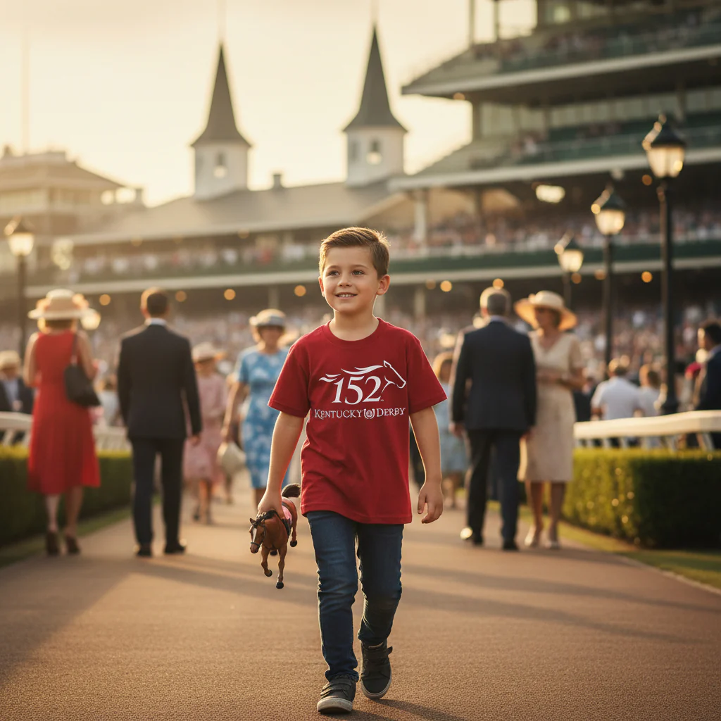 Official Youth Kentucky Derby 152 Commemorative Event T-Shirt | Red - Image 2