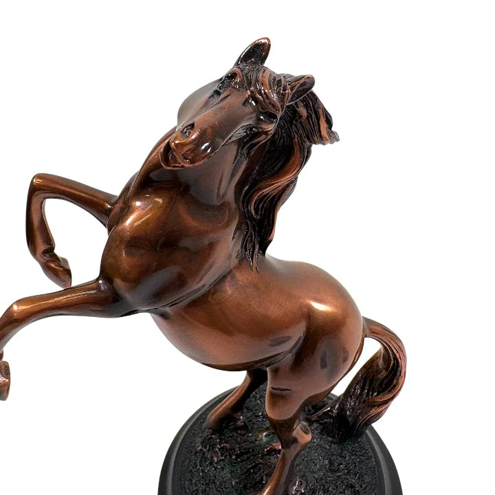 Rearing Stallion Sculpture | Copper Finished Horse Statue - Image 3