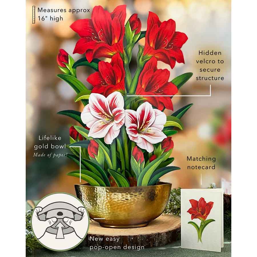 Scarlet Amaryllis Paper Flower Bouquet - Image 7
