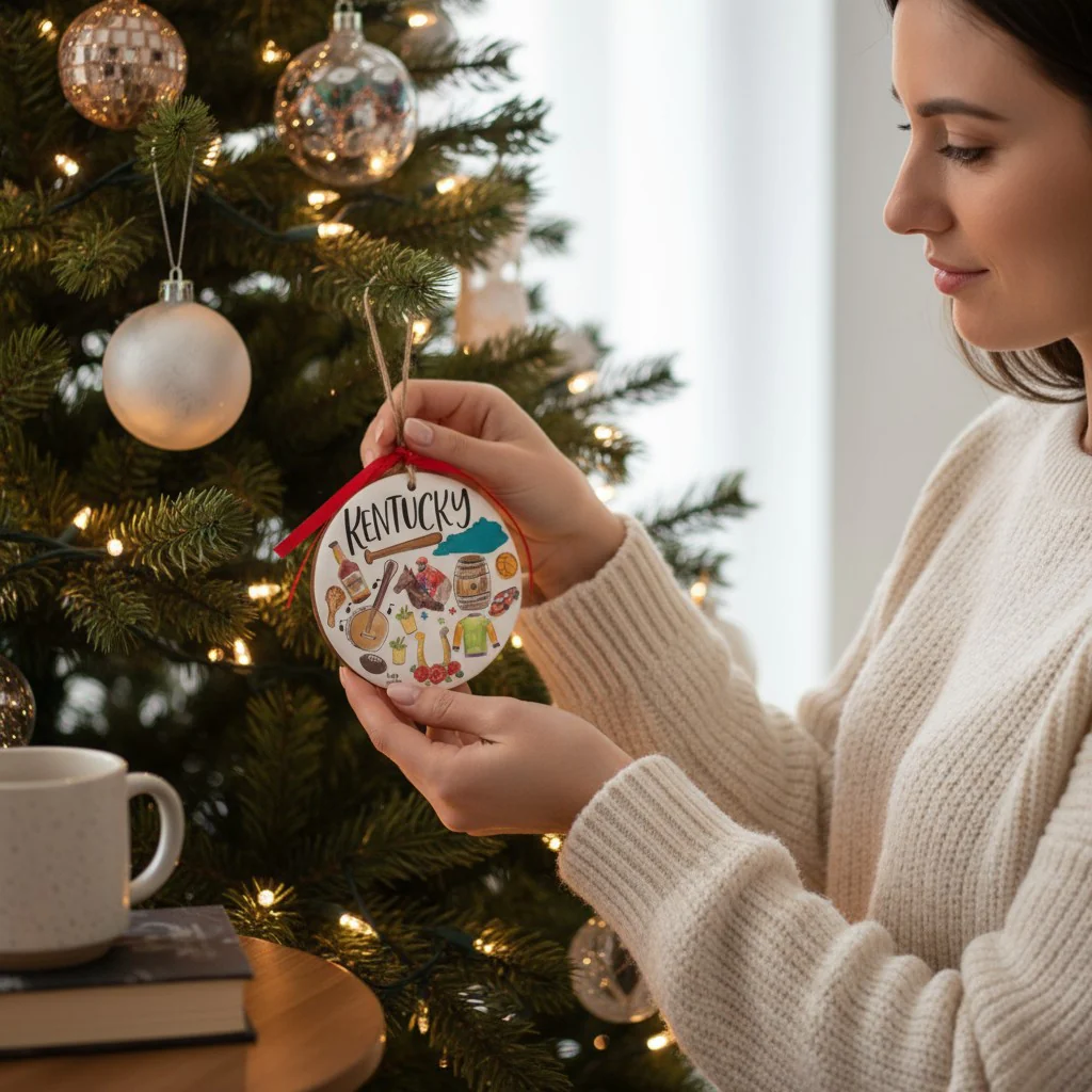 State of Kentucky Wood & Enamel Ornament - Image 2