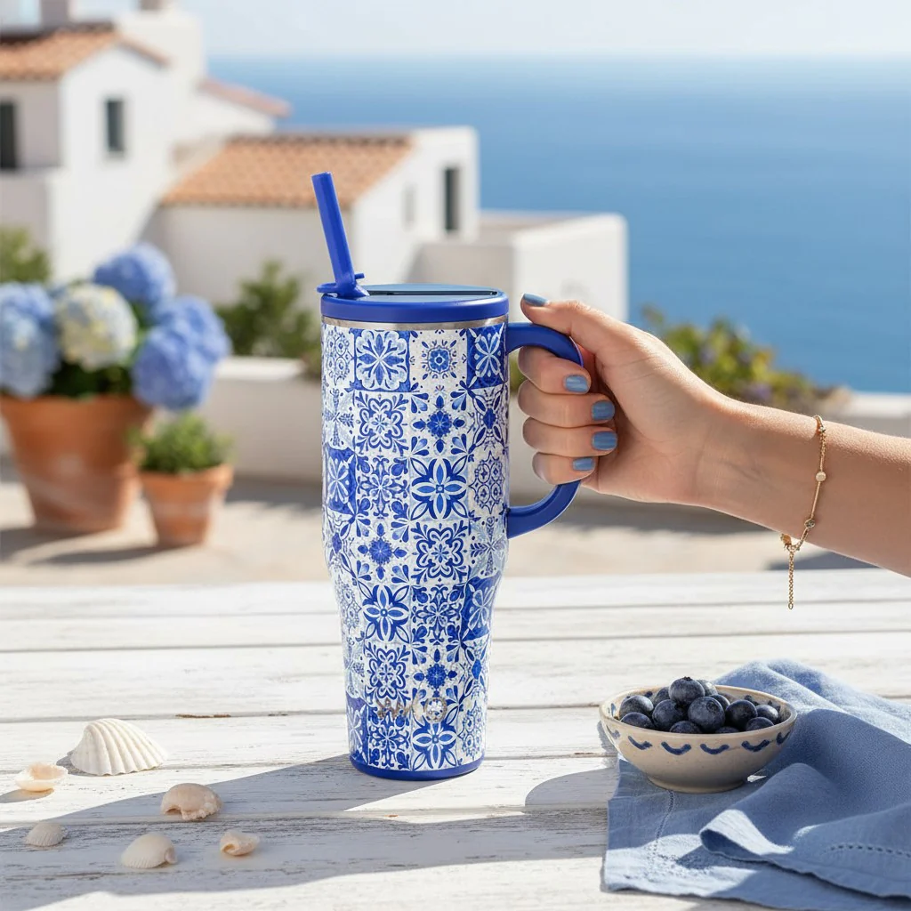 Swig Life Indigo Tiles | Leakproof Travel Mug - Image 2