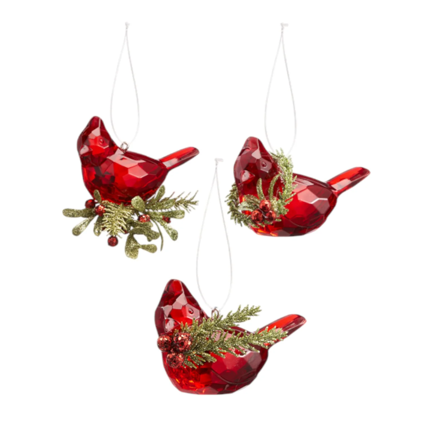 Teeny Kissing Krystal Cardinal Ornaments