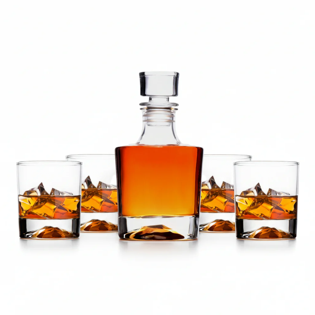 Whiskey Decanter & 4 Whiskey Glasses Gift Set | Mountain Design