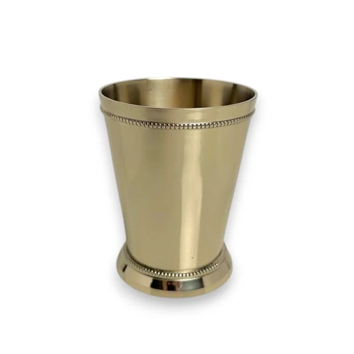 White Gold Brass Mint Julep Cup | 4-Inch Polished Brass Derby Cup