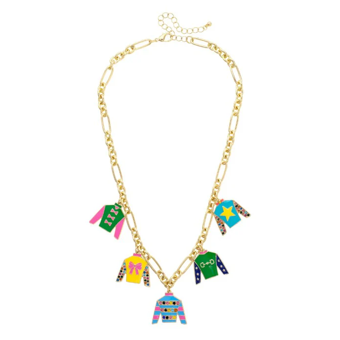 Winner's Circle Jockey Silk Enamel Charm Necklace | Multi-Color - Image 2